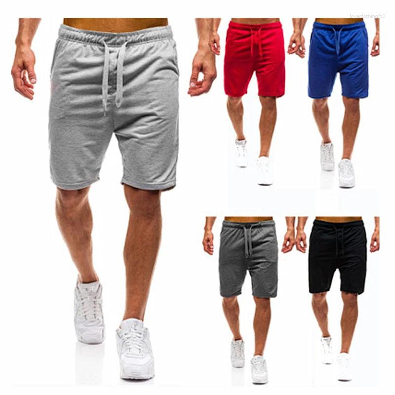 Men's Shorts Mens Sports Pocket Solid Drawstring Board Trunk Beach Short Pants Summer Thin Trousers Zippered Loose Sweatpants