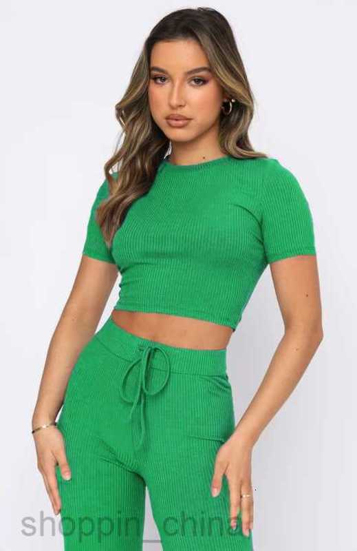 Women's Tracksuits New fashion leisure suit women's solid color high elastic body shaping short sleeve pit strip wide leg pants two-piece se