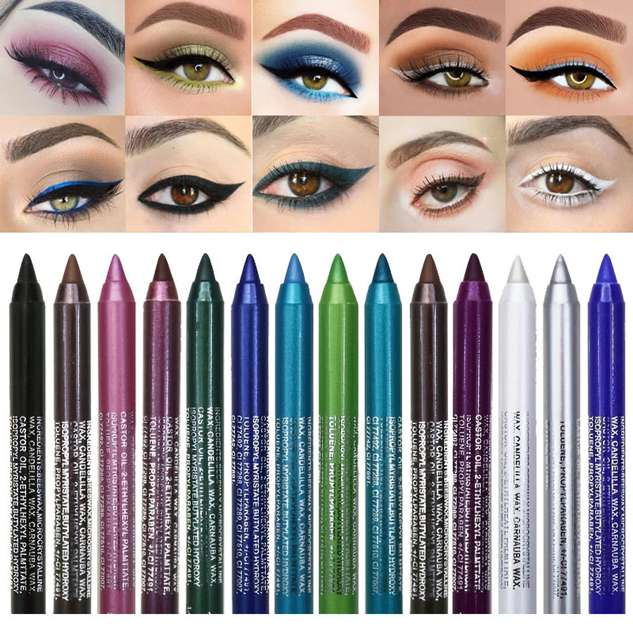 14-Color Colourful Eyeliner Pen High Pigmented Pearly Shimmer Metallic Smokey Punk Gothic Style Eyeliner Long Lasting Waterpro 240624