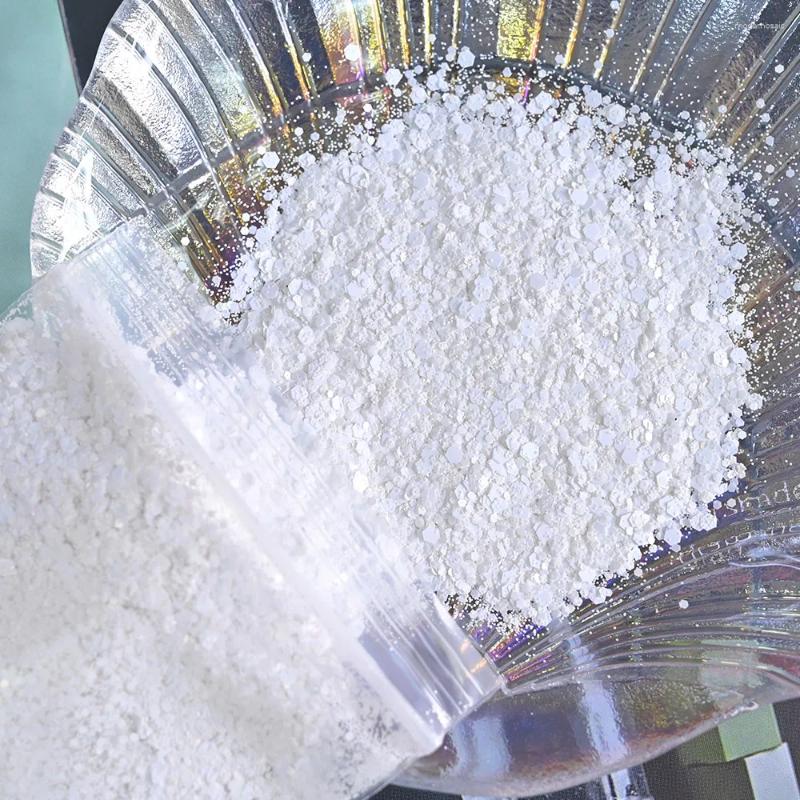 Nail Glitter 50g 4 Sizes PURE WHITE /BLACK Matte Chunky Mix IN SHAKER Sparkling Sugar ART Fine