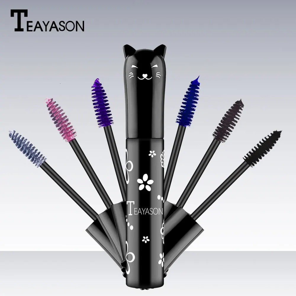 6 Color Waterproof Fast Drycara Mascara Curls Extension Non-smudge Mascara Blue Pink Purple Black White Coffee Ink Mascara i240625
