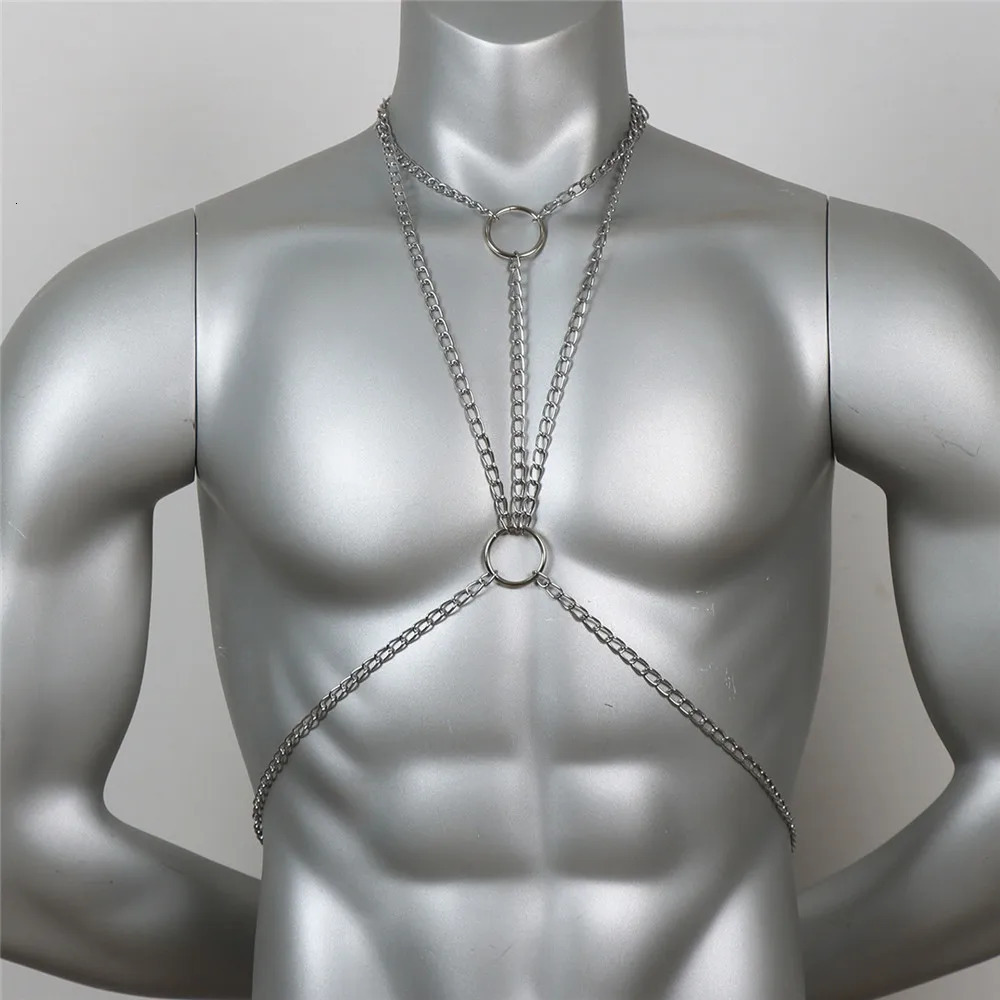 Men Body Chest Chain Gay Sexy Jewelry Punk Metal Bikini Harness Festival Accessories Party Rave Goth Sexy Belly Body Chain Gift 240625