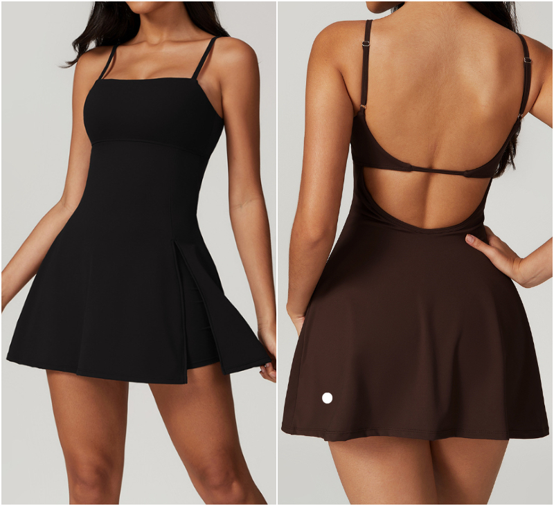 Womens Yoga Outfits Ladies Tennis Dresses Cheerleaders One Piece Dress Sleeveless Lining Safety Pants Bandage Fast Dry gym set