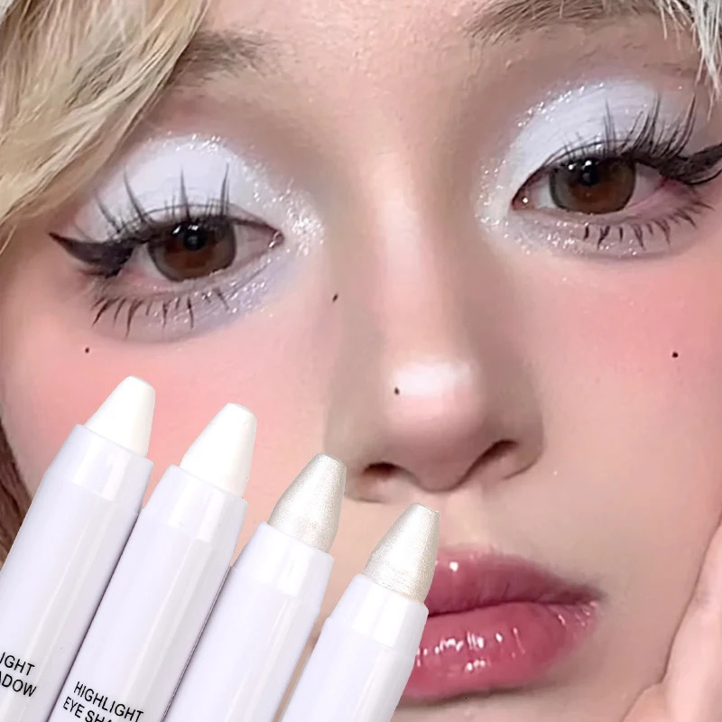 Waterproof Glitter Eye Shadow Highlighter Long Lasting Shimmer Matte White Lying Silkworm Highlighter Stick Korean Makeup 240624