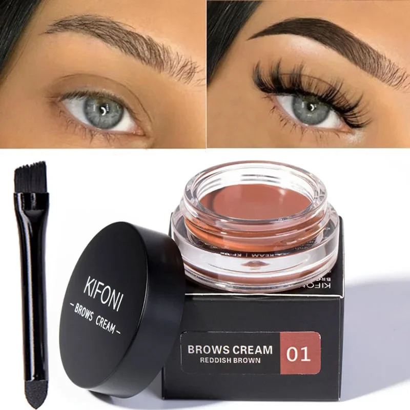 4g Eye Brow Makeup Tool Waterproof Long Lasting Dyed Quick Drying EyeBrow Cream 5 Color Black Brown Eyebrow with Brow Brush 240625