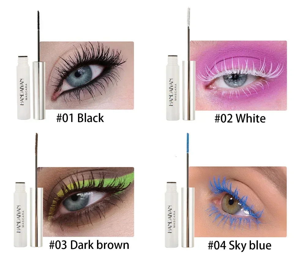 12 Color Mascara Waterproof Fast Dry Eyelashes Curls Extension Make-Up Eyelashes Blue Red Purple Black White Gold Ink Mascara 240625