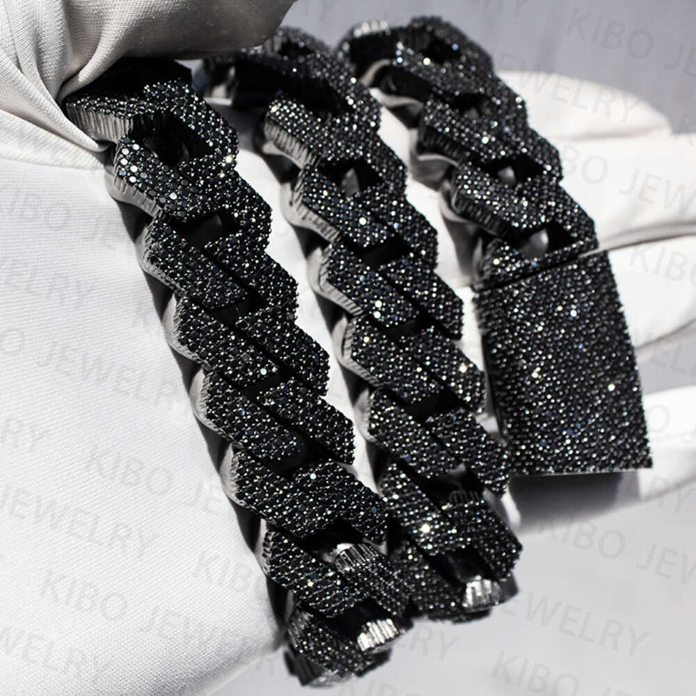 20mm 4 Rows High Quality Sterling Silver Iced Out Prong Setting Vvs Moissanite Diamond Rose Plated Cuban Link Chain