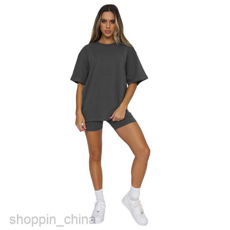 Women's Tracksuits Summer solid color short sleeve round neck Pullover Top urban casual shorts fashion suit new women's products Sets