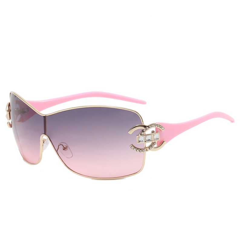Oversized Rimless Sunglasses Women 2000S Sunglasses Gradient Sun Glasses Rectangle Cutting Lens Ladies big Square Y2K Style Women Eyewear S82 7219 IVI