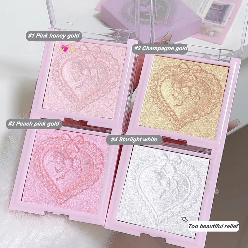 Fairy Pink Highlighters Fine Flash Party Supernatural White Contour Highlighter Palette Monochrome Highlights Powder Cosmetics 240624