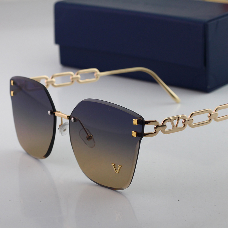 Luxury Rimless sunglasses designer sunglasses for Women and men Jewel Cat Eye Designer Goggle Beach Sun Glasses Retro debutante style drive car UV400 With Box