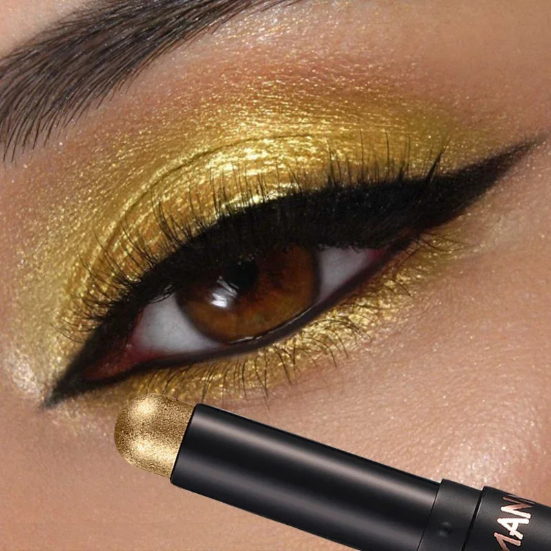 Glitter Gold Eyeshadow Pen Waterproof Lasting Shimmer Matte Lying Silkworm Eyeshadow Pencil Highlighter Stick Eyes Makeup Tools 240624