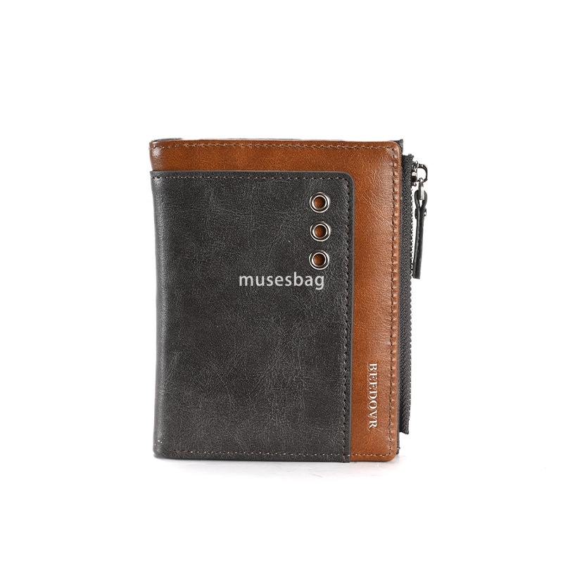 High end men's designer wallet with RFID anti-theft brush short western-style wallet 20% discount multiple card slots oil wax leather practical c