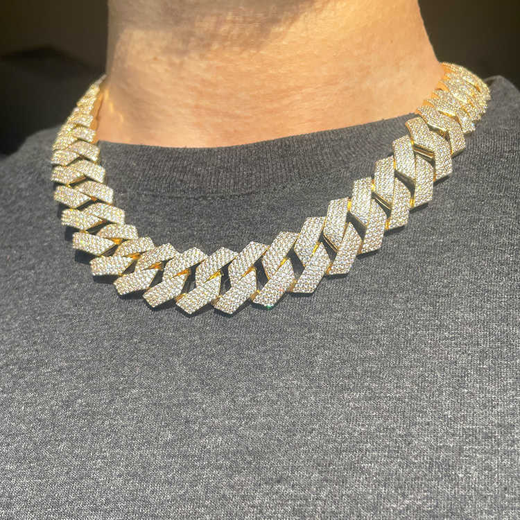 20 mm 4 Rows hiphop dia Cuban k Chain GRA Moissanite sterg sier gold plate Fine jewelry necklaces bracelets