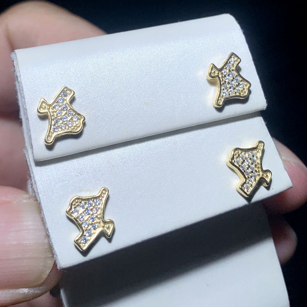 Gold Color Cz Stud Earrings | 2024 Trendy Classic Sterg Sier Map Shaped Jewelry for Women