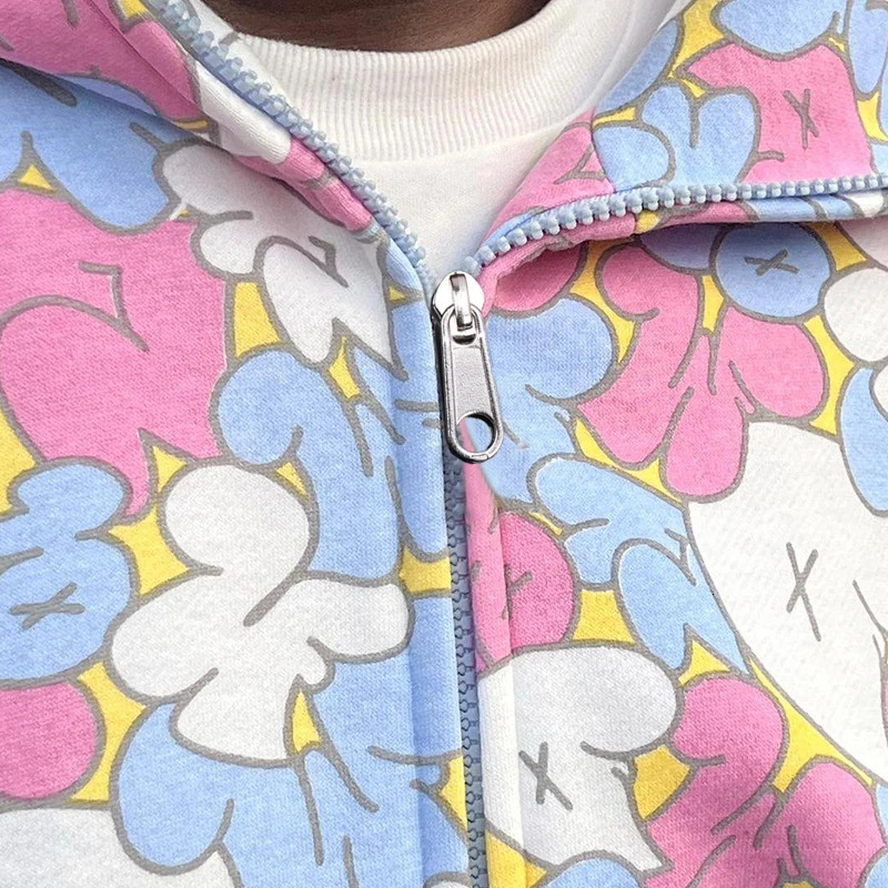 Y2K Harajuku Gothic Grunge Pattern Printed Hip Hop Zip Up Hoodie Long-Sleeved Sweatshirts Jacket Coats Streetwear 240624CJ