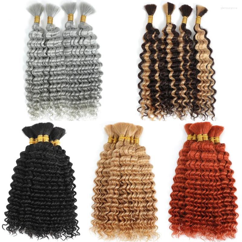 Human Braiding Hair For Boho Braids Bohemian Deep Wave Bulk Wet And Culry
