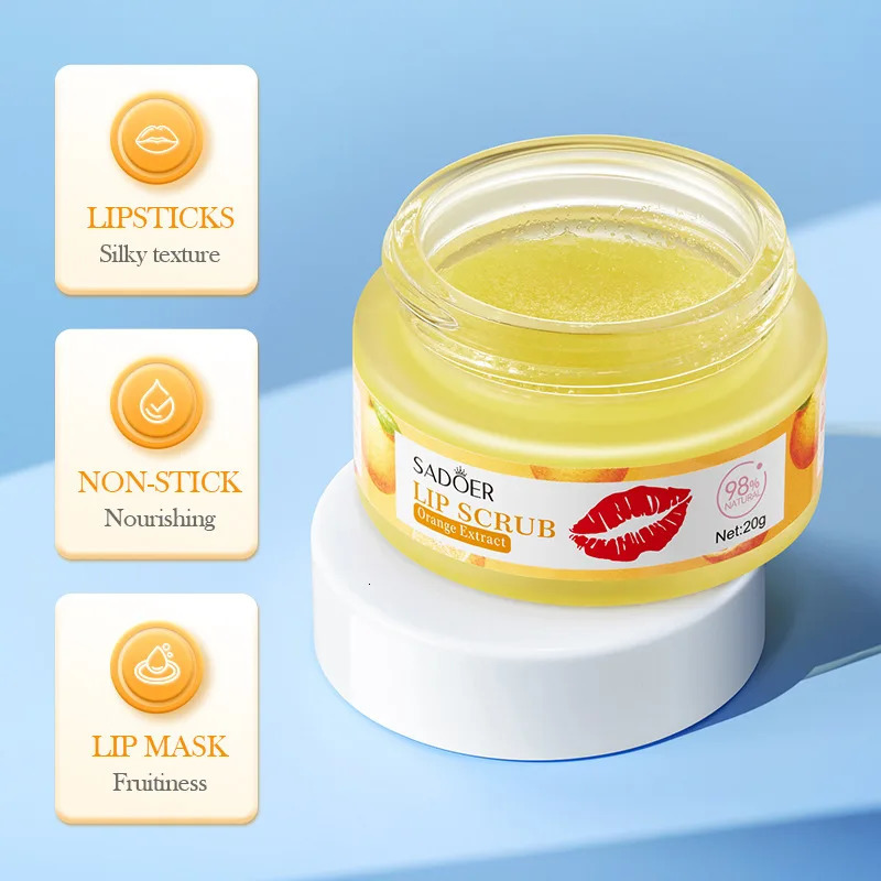 SADOER Fruit Lip Scrub Cream Lips Plumper Hydrating Nourishing Avocado Orange Strawberry Lip Mask Lipstick 240624