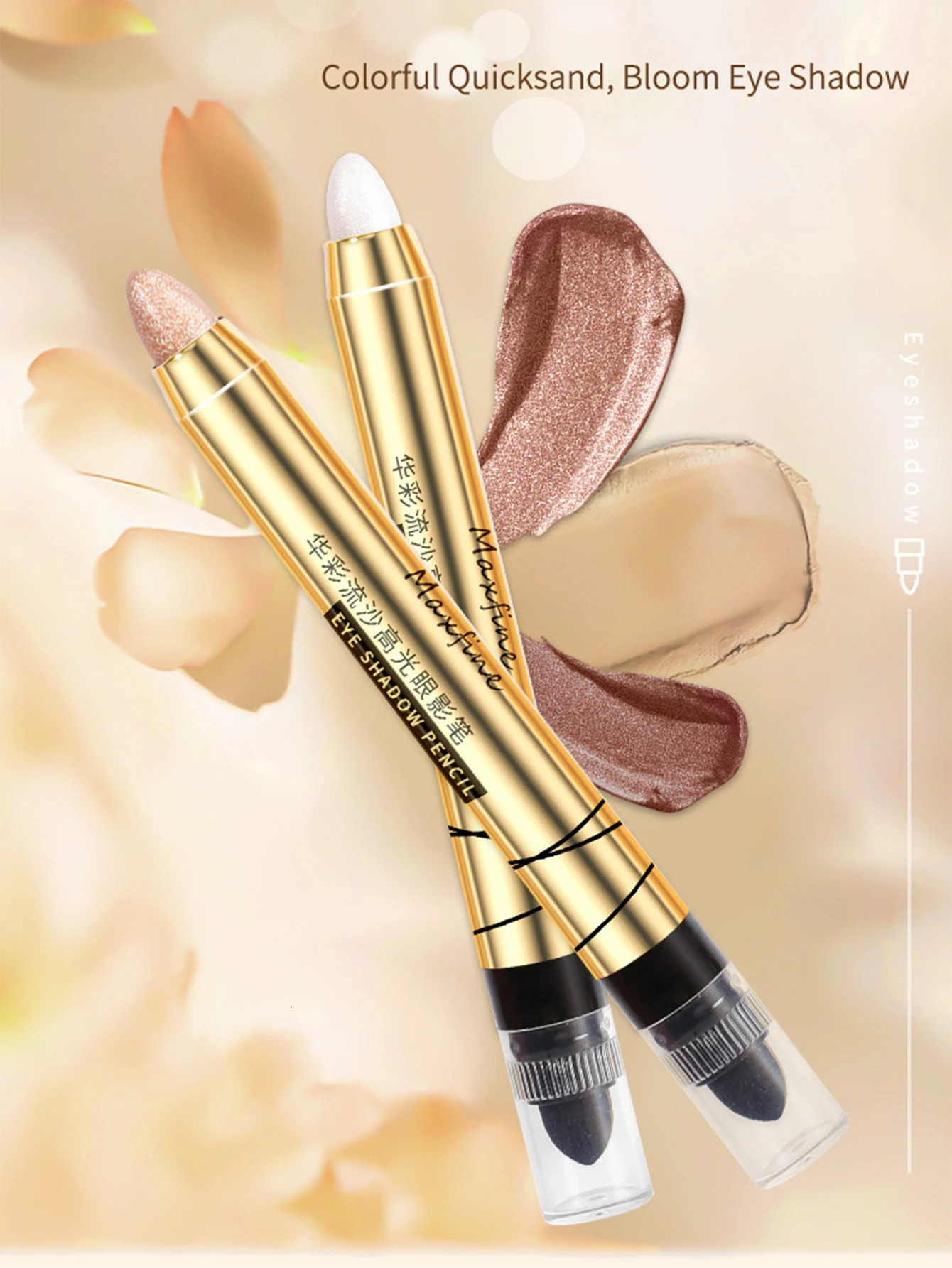 High Gloss Eyeshadow Pencil Double End Beads Bright Flash Eyeshadow Stick Anti Sweat Long Acting High Color Eyeshadow 240624