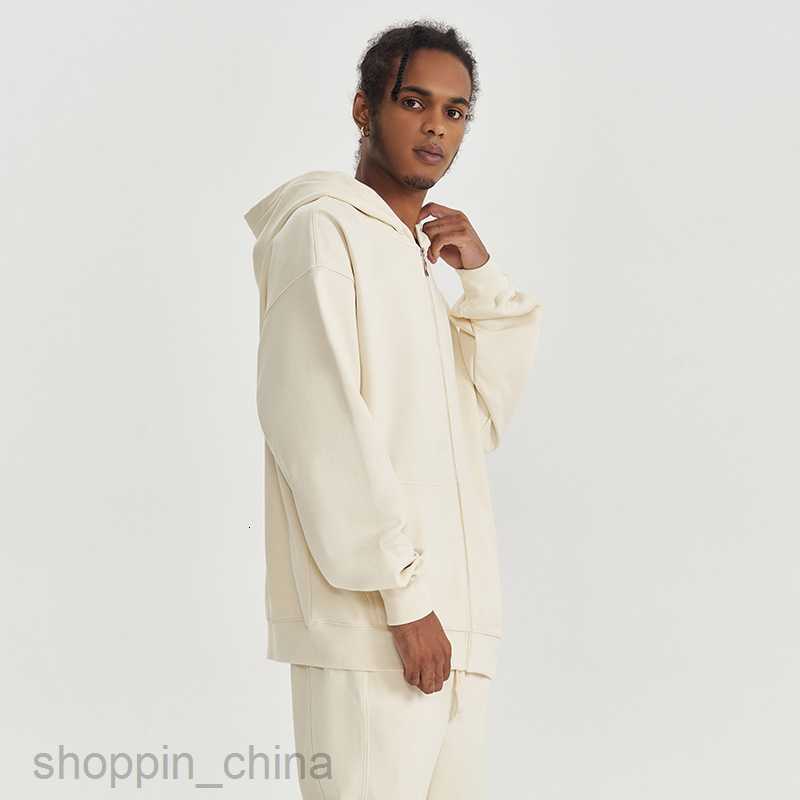 Men's Hoodies Sweatshirts Autumn/Winter New 450G Terry Loose Fashion Brand Zipper Hoodie Solid Color Casual Men Warm Coat