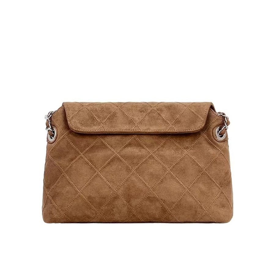 Korean style commuting versatile medieval suede shoulder bag for women's autumn and winter new high-capacity diamond grid chain underarm bag