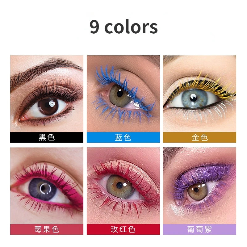 Colorful Eyelash Mascara EyeLashes Extension Curling Lengthen White Green Blue Cosplay Makeup Glitter Mascara 240625