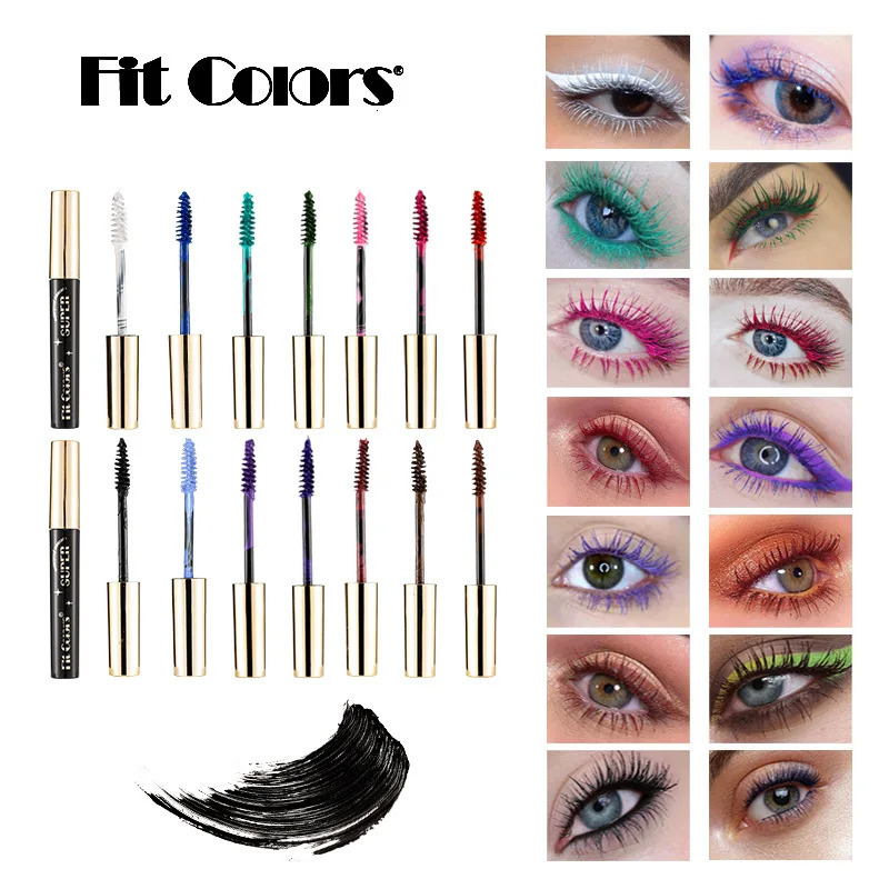 14 Color Mascara Lasting Thick Curling Lash Dyeing Cream Blue Mascara Waterproof 5D Quick Dry Multi-color Eyelash Dye Cosmetics 240625