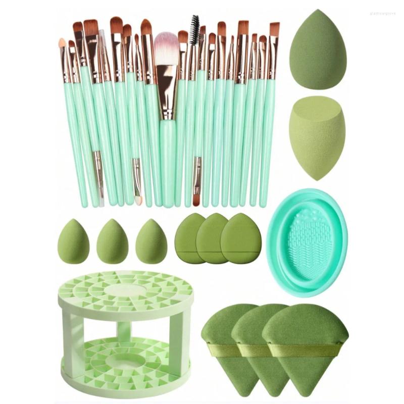 Makeup Brushes 33pcs Brush Set With Storage And Drying Rack Cleaning Tray Facial Tool Set.