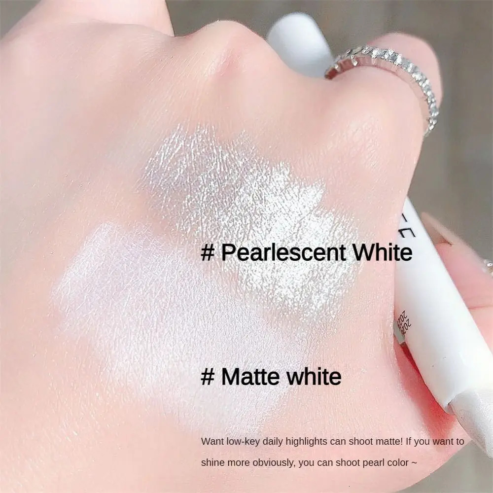 White Silver Glitter Highlighter Pen Pearlescent Lying Silkworm Pencil Long-lasting Waterproof Eyes Stick Eye Makeup 240624