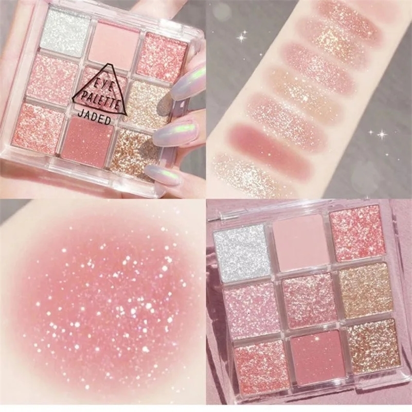 Glitter Eyeshadow Palette Pink Pearly Korean Charming Eye Makeup Palette Shiny Eye Shadow Eye Pigments . 240624