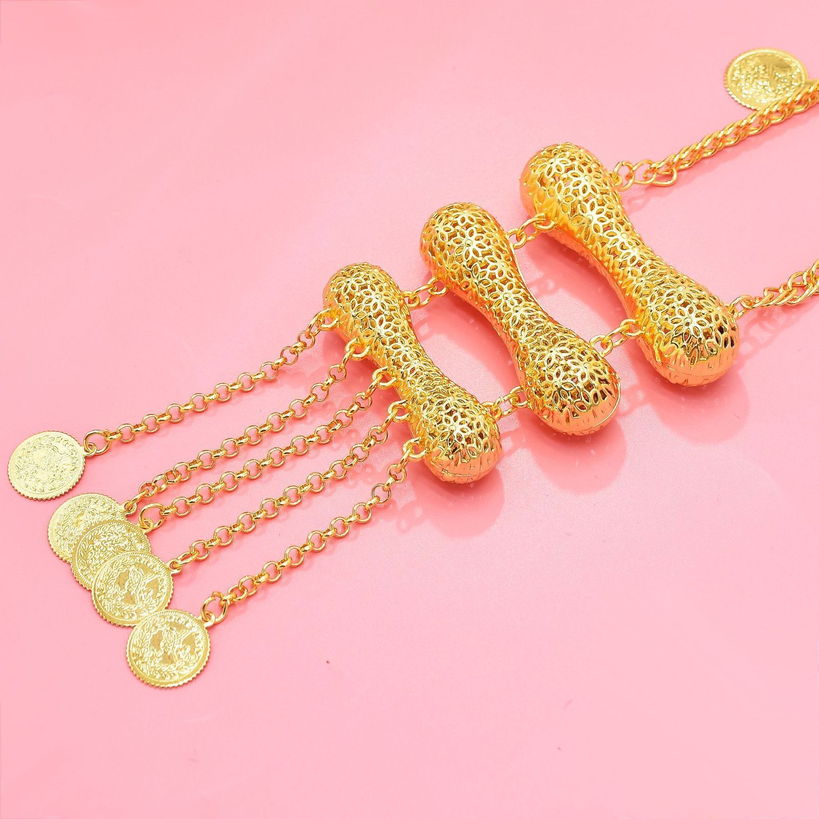 Navel Bell Button Rings Handmade Jewelry Body Chain For Bridal Kurdish Wedding Jewelry Chain With Coins Gold Plated Ethnic Bridal Gifts 2