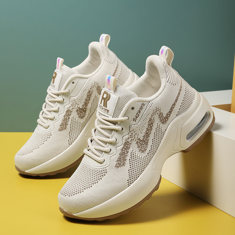 Four Seasons Breathable Sports Running Women Flying Weave High Elasticity Casual Sneakers Ladies Non-slip Jogging Shoes