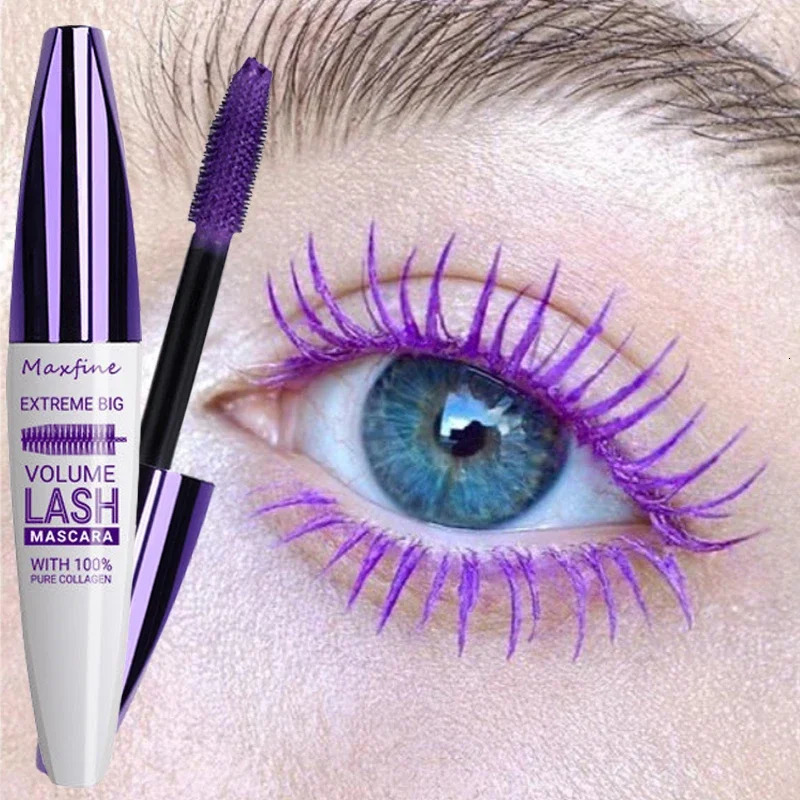 Colorful Matte Mascara 4D Silk Fiber Waterproof Lasting Curling Eyelashes Extension Black Purple Mascara Eyes Makeup Cosmetics 240625