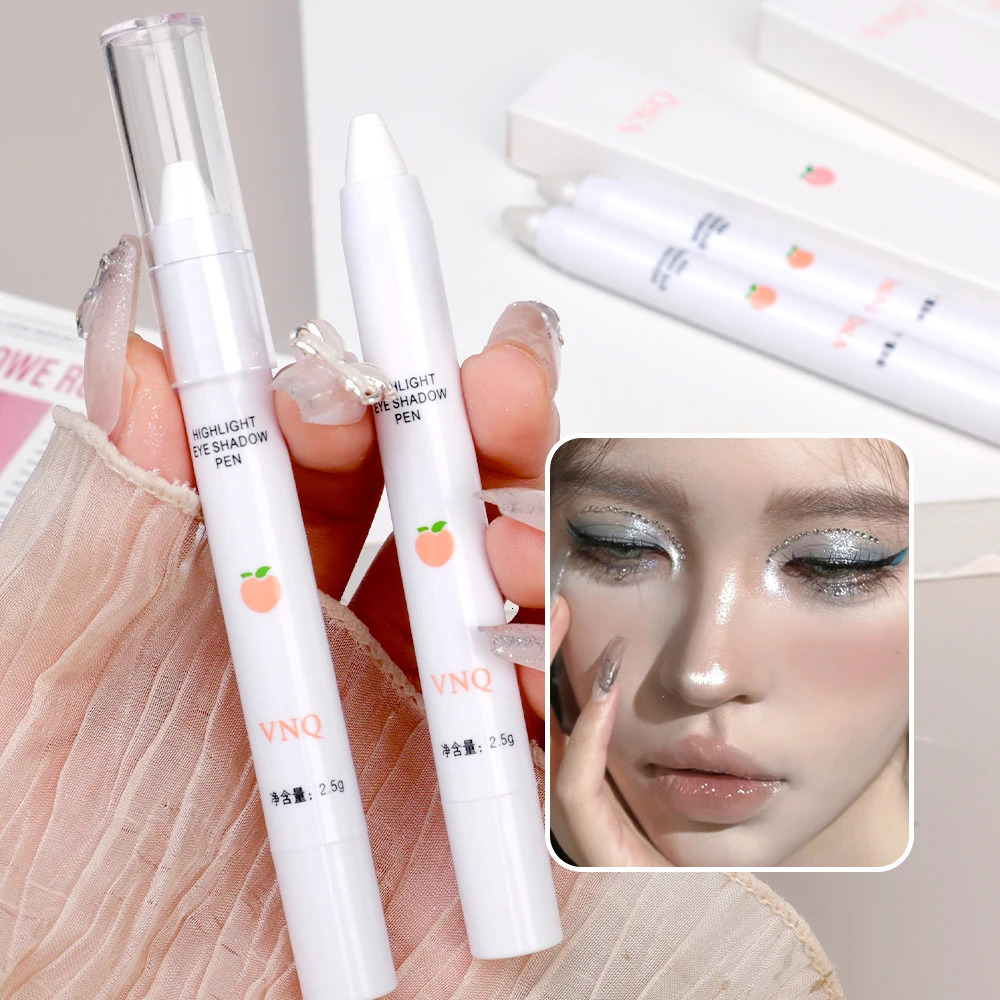 Waterproof Glitter Eye Shadow Highlighter Long Lasting Shimmer Matte White Lying Silkworm Highlighter Stick Korean Makeup 240624