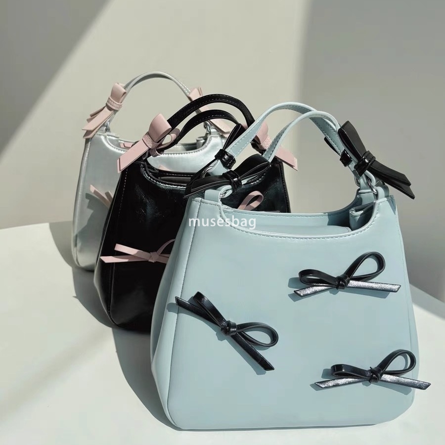 Street trend niche design ballet style bow carrying crossbody bag new sweet girl bucket vegetable basket bag commuting shoulder bag handbag