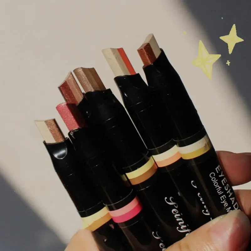 Double Color Eyeshadow Stick Gradient Shimmer Color Eye Shadow Cream Pen Eye Makeup Cosmetic Eyeshadow Stick Korean Makeup 240624