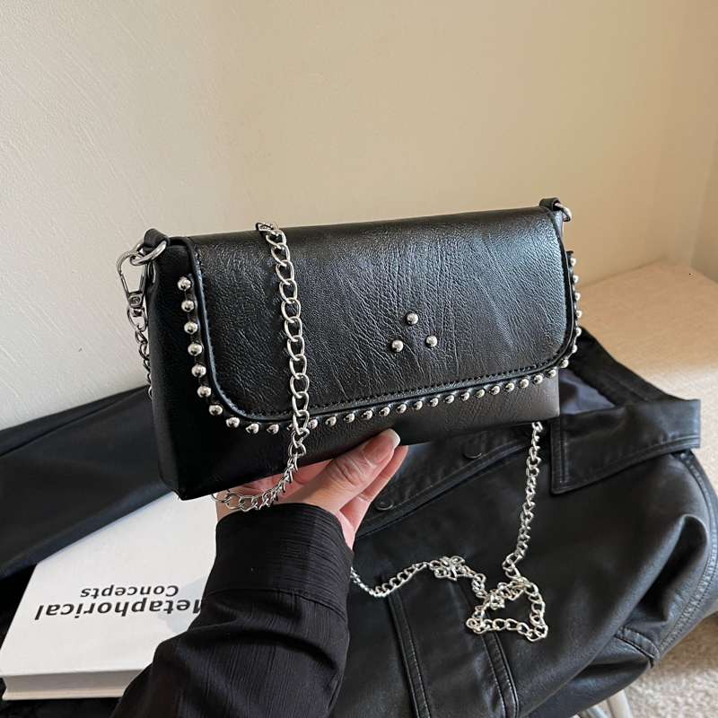 PU Soild Envelope Shoulder Hasp Chains Rivet Party Crossbody Bags for Women 2024 Brand Fashion New Style Bolsos De h6.25#25.87 swissmilitary