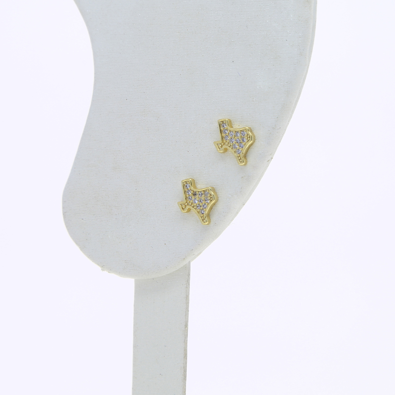 Gold Color Cz Stud Earrings | 2024 Trendy Classic Sterg Sier Map Shaped Jewelry for Women