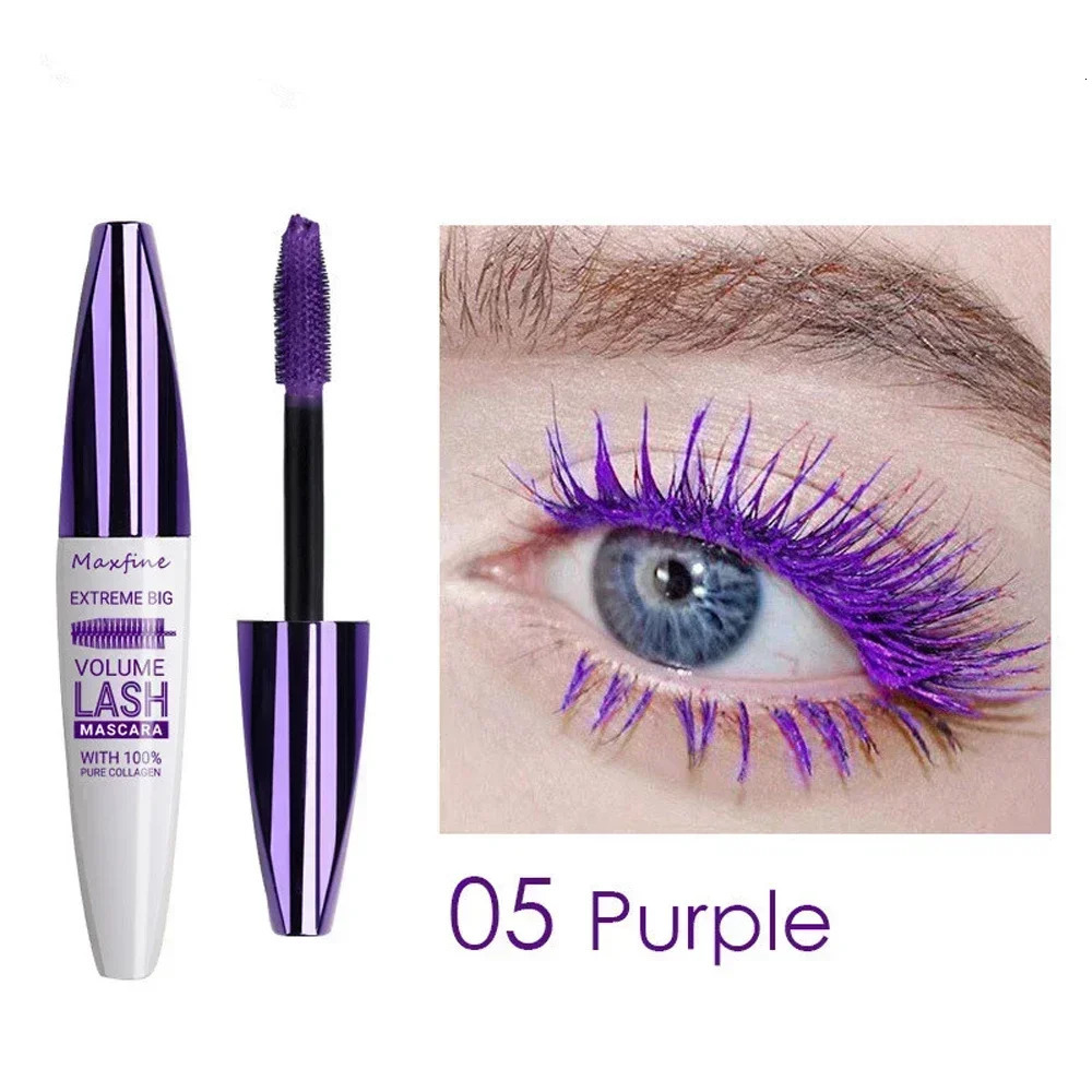 5D Multi-color Mascara Waterproof Fast Dry Eyelashes Curls Extension Make-Up Eyelashes Blue Purple Black White Gold Ink Mascara 240625