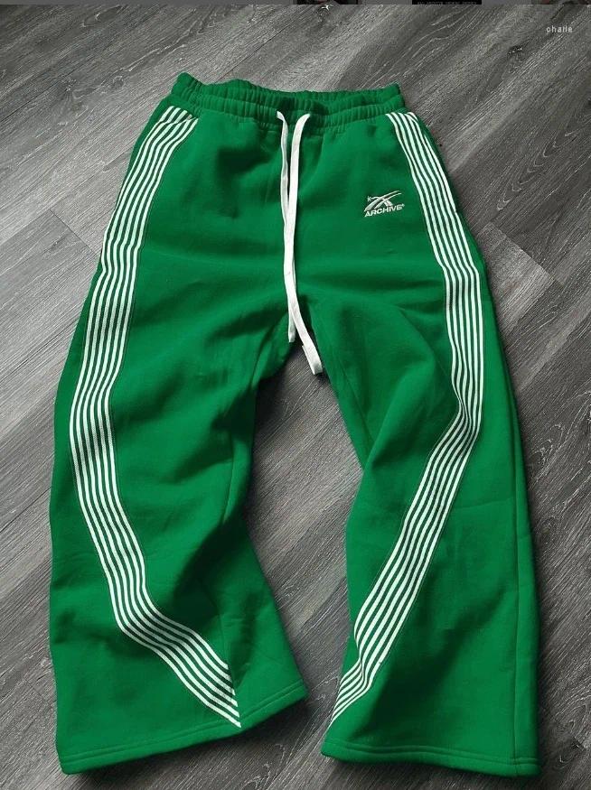 Mens Pants Retro Side Striped Trousers Casual Y2K Summer High Street Drawstring Loose Straight For Men And Women Couples