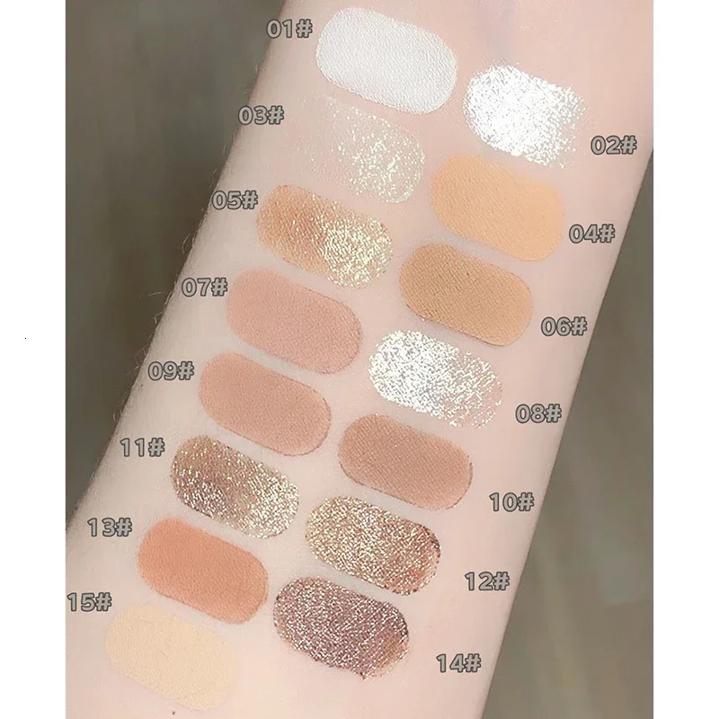 15color Glitter Highlighter Pen Waterproof Pearlescent Matte White Sliver Diamond Brighten Lying Silkworm Eyeshadow Stick Makeup 240624