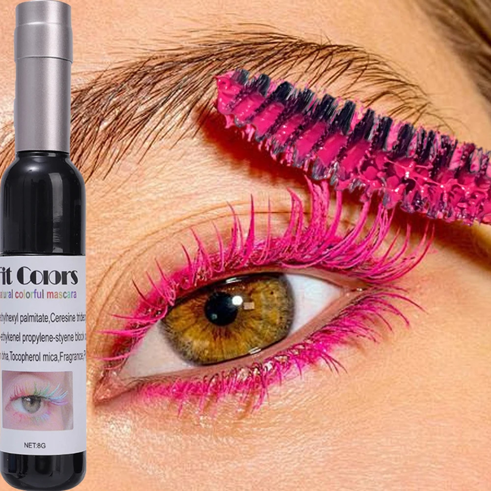 Wine Bottle 5D Silk Fiber Mascara Colorful Waterproof Lasting Curling Thick Blue Purple Pink Eyelashes Extension Mascara Makeup 240625