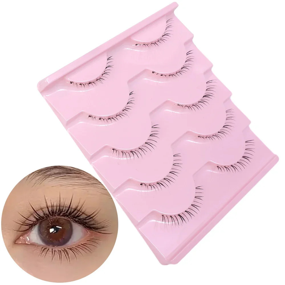 5 Pairs Lower Eyelashes Pack Natural Manga Under Eye Lashes Soft Lower Eyelashes Handmade Clear Band Bottom Lashes Makeup Tools 240624