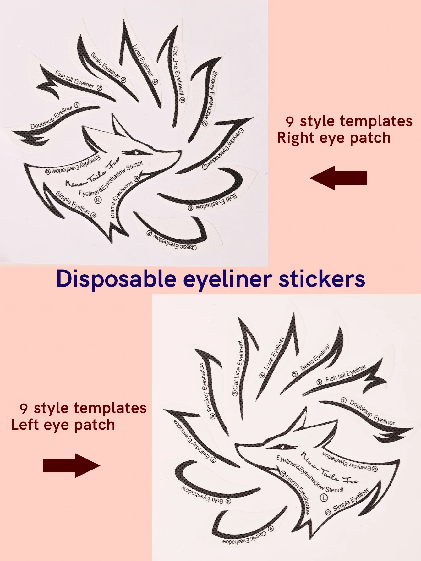 Fox Eye Makeup Stencils Eyeliner Stencil Mold Template Shaping Tools Eyebrows Eye Shadow Eyes Makeup Template Tool Stickers Card 240624