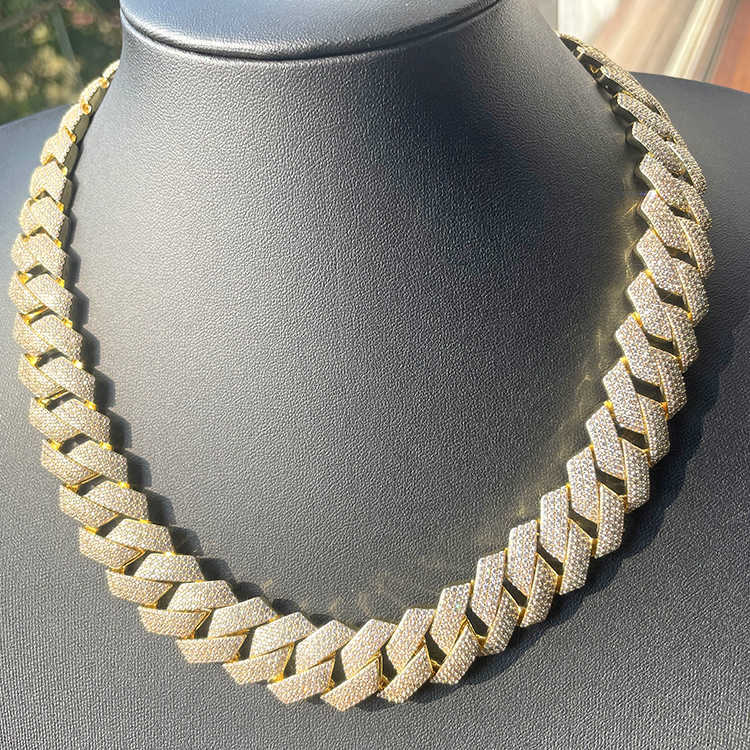 20 mm 4 Rows hiphop dia Cuban k Chain GRA Moissanite sterg sier gold plate Fine jewelry necklaces bracelets