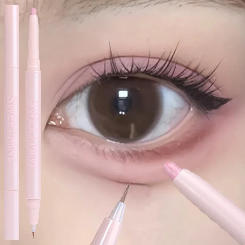 Double Head Matte Pink Lying Silkworm Pen Waterproof Lasting Natural Glitter Eyeshadow Pencil Korean Makeup Cosmetic 240624