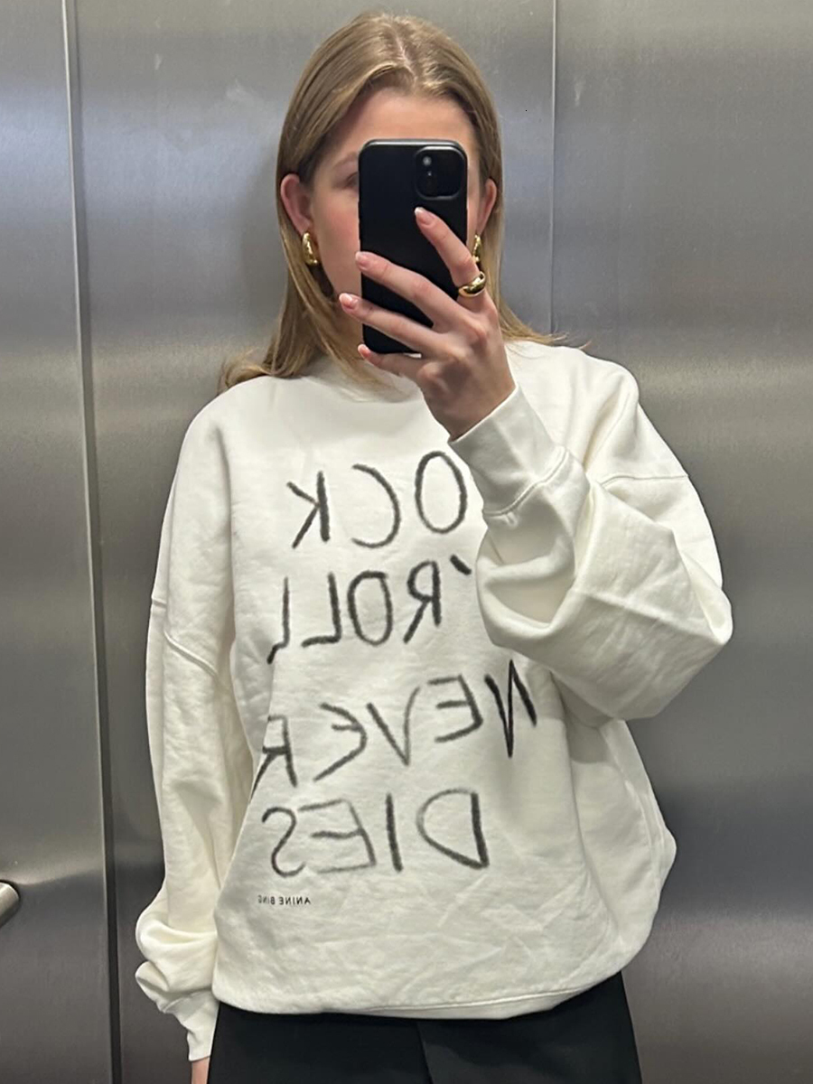 Aesthetic Graphic Sweatshirt 2024 Autumn Winter Women Clothes Casual Vintage Cotton Pullover Female Loose Fashion Sweatshirts F6.25#128