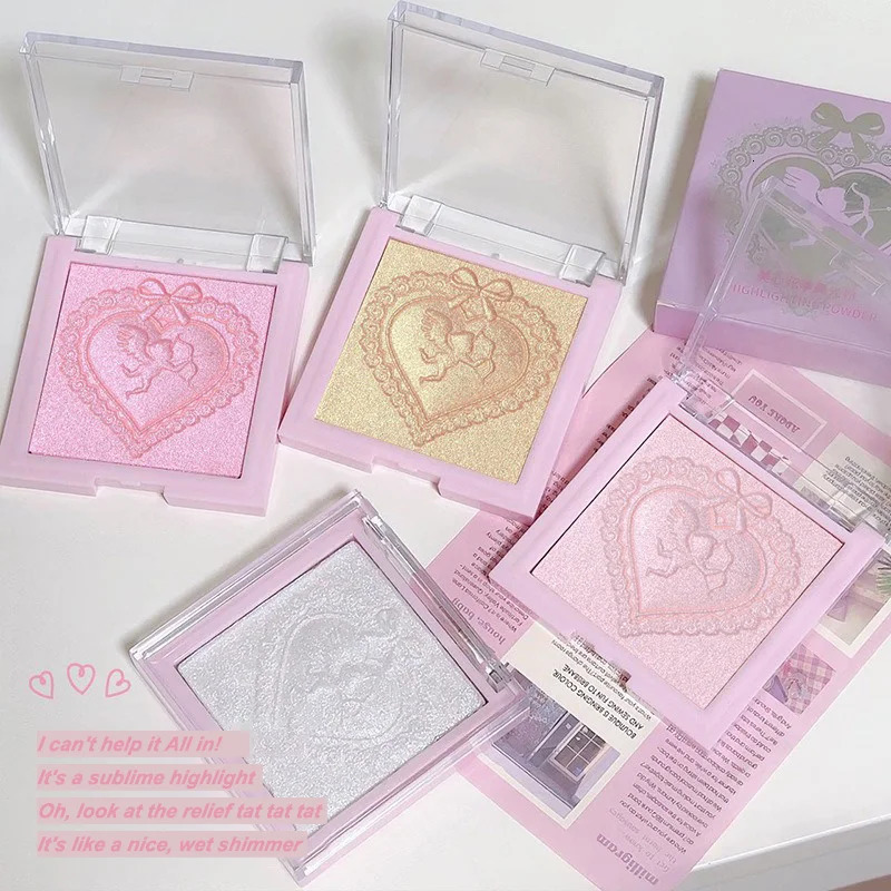Fairy Pink Highlighters Fine Flash Party Supernatural White Contour Highlighter Palette Monochrome Highlights Powder Cosmetics 240624