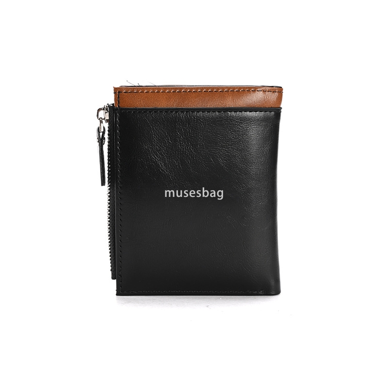 High end men's designer wallet with RFID anti-theft brush short western-style wallet 20% discount multiple card slots oil wax leather practical c
