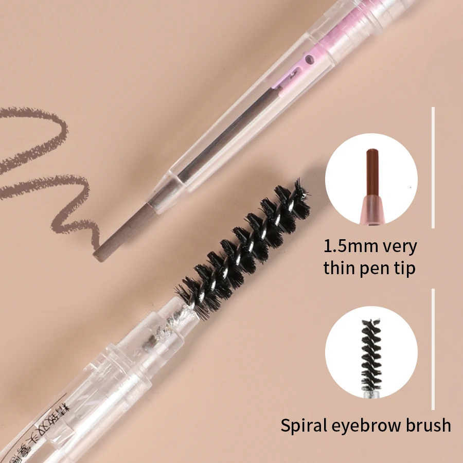 Double End Eyebrow Pencil With Brush Fine Nib A Multi Use Waterproof Is Not Easy To Take Off Makeup 240625